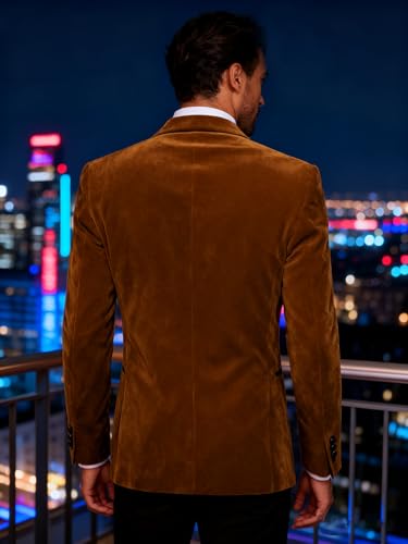 Image of Barry.Wang Velvet Mens Blazer Mardi Gras Sport Coat Brooch Regular Fit Tuxedo Peaked Lapel Suit Jacket Carnival Parade