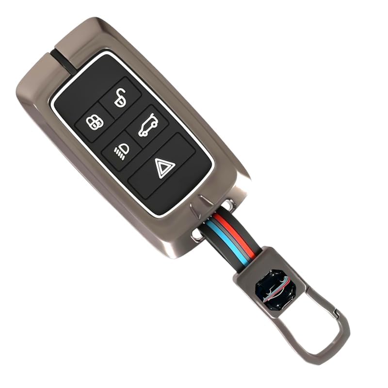 Image of BKN Luxury Metal Soft Car Key Cover Shell with Keychain & Full Protection Compatible with Land Rover Range Rover: Sport, Evoque, Velar, Discovery, Defender & Jaguar F-PACE (5B Push)