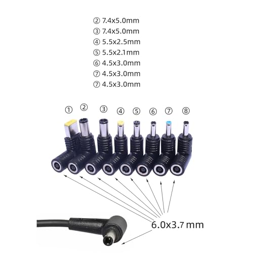 Qaonsciug Adaptador para portátiles DC6.0 x 3.7, 240 W a 7.4 x 5.0 mm, 5.5 x 2.5 mm, 5.5 x 2.1 mm, 4.5 x 3.0 mm