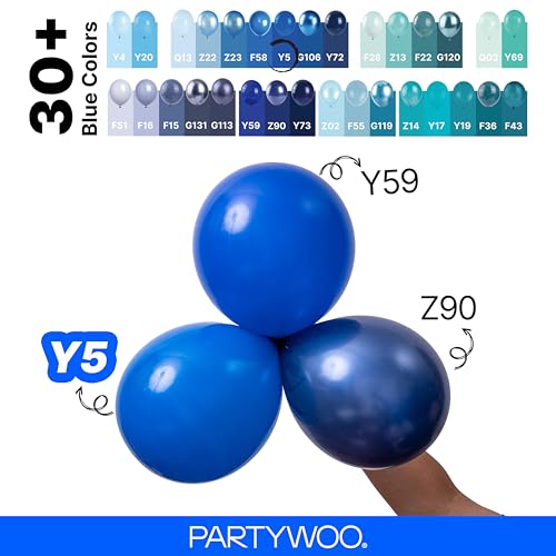 Image of PartyWoo Royal Blue Balloons 140pcs Different Sizes Pack of 18 12 10 5 Inch Dark Blue Balloon Arch Kit for Baby Shower Gender Reveal Graduation Under The Sea Birthday Party Decorations Blue-Y5