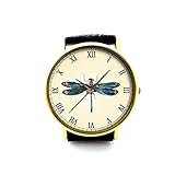 Vintage Dragonfly Leather Watch Dragonfly Watch Unisex Watch Ladies Watch Mens Watch Dragonfly Jewelry P282