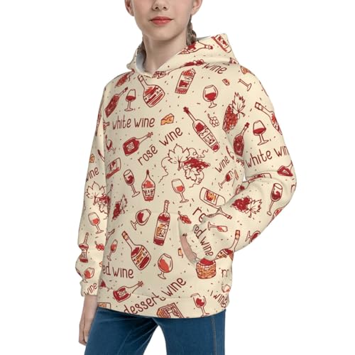 Red Wine Kid Hoodies Boys Sweatshirts Girls Pullover with Pocket2