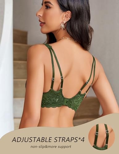 Image of Avidlove Lace Bralette for Women Sexy Unpadded and Unlined Wireless Bra V Neck Criss Cross Everyday Lingerie Bralettes