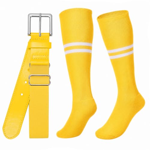 Image of XZQTIVE Baseball Softball Socks and Belt Combo Set Adjustable Softball Socks and Elastic Belt for Kids Youth Adult