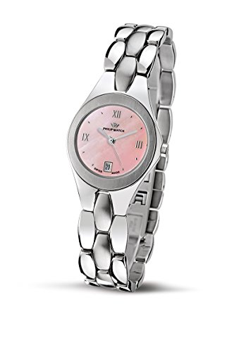Philip Watch R8253500675   Reloj analógico de Cuarzo para Mujer, Correa de Acero Inoxidable Color Plateado