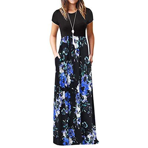 Womens Maxi Dresses for Wedding Guest Gibobby Women's Casual Loose Pocket Long Dress Short Sleeve Split Maxi Dresses
