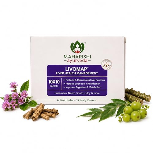 Image of Liver Support Supplement and Liver Detox | Maharishi Ayurveda Livomap Tablet Protects and Rejuvenates the Liver Function | Clinically Tested | 100 Tablets