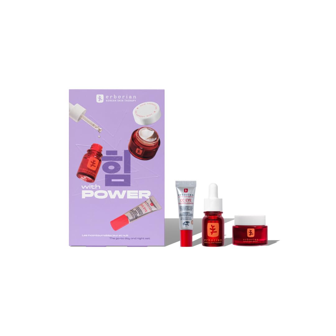Erborian Kit Essentials Giorno e Notte | Skin Therapy Olio 10ml + Skin Therapy Eye 15ml + CC Eye Doré 3ml | Skincare Coreana Contorno Occhi e Pelle Luminosa