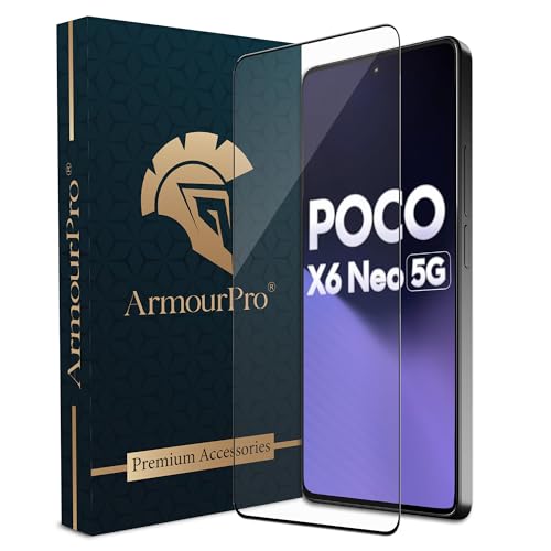 Image of ArmourPro Military Grade Gorilla Tempered Glass Screen Protector Compatible For Redmi Note 13 Pro Plus, Note 13 Pro and Poco X6 Neo (6.67 Inch) With Installation Kit| Edge To Edge Coverage |Black