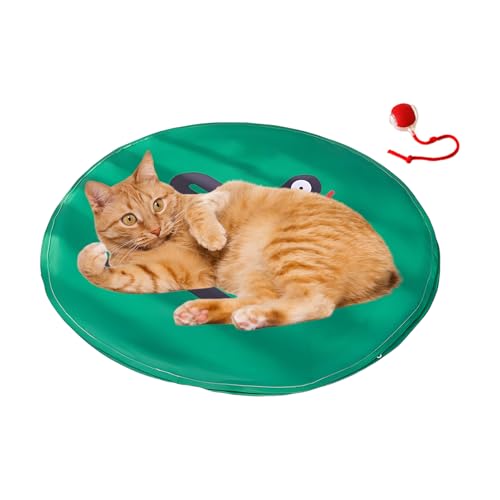 自動キャットトイ,自動で動くカバー付き猫ボールおもちゃ - 二合一 楽しいキャッチゲーム,豊かな室内活動 フロアプレイ対応