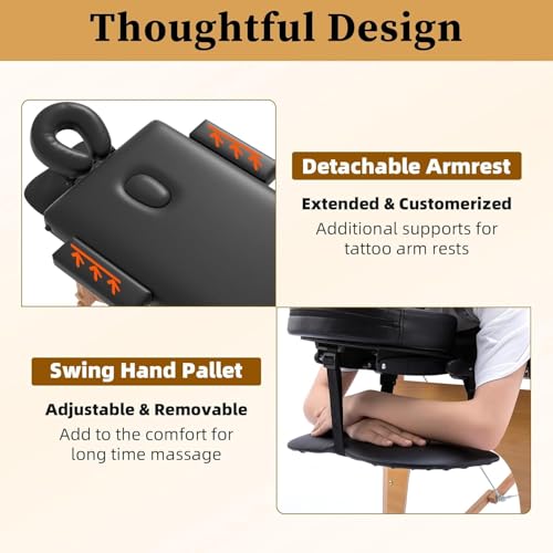 Image of Lipsa Healthtech Massage Bed Foldable & Portable 2 Fold /Section Wooden Adjustable Bed for Spa & Beauty Salon Massage Table with Carry Case Professional Massage Bed for Home Full Body Tattoo Bed