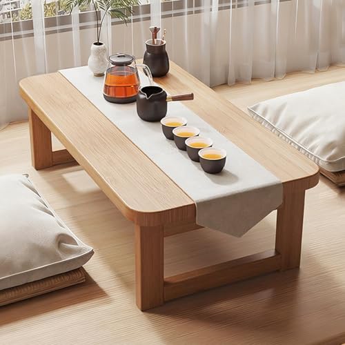 Mesa de café plegable de bambú de estilo japonés, mesa de té, mesa baja que ahorra espacio, para sala de estar y recepción, fuerte capacidad de carga, perfecta para decoración minimalista