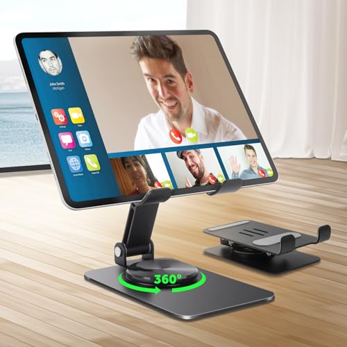 HOTUT Tablet Stand,Stand Tablet Desk Holder Foldable,360° Adjustable Tablet Stand Foldable,Rotating Portable Monitor Stand,Compatible with Phone,Tablets,PS,Switch,Portable Monitor,other 4