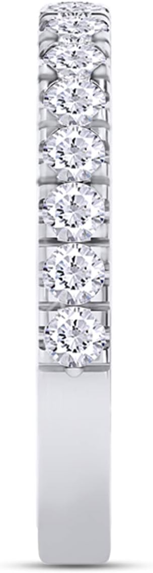 SAVEARTH DIAMONDS 1/2 Carat 2.2MM Round Brilliant Cut Lab Grown Diamond Half Eternity Wedding Band Ring In 10K Solid Gold Stackable Ring (G-H Color, VS-SI Clarity, 0.50 Cttw)