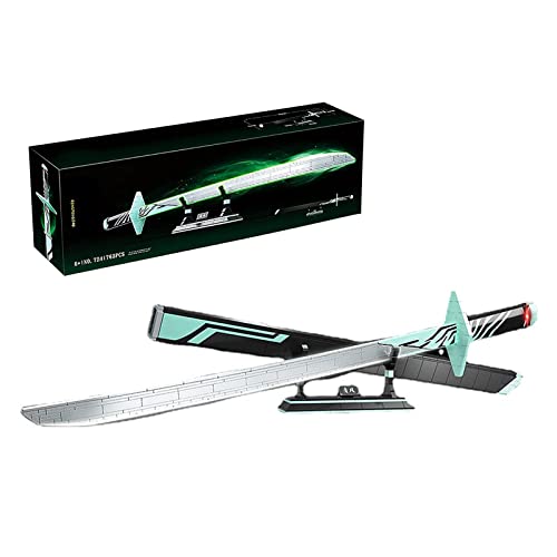 RNNTK Ninja Katana Bauspielzeug, Model Bauklötze, Anime Samurai Ninja Sword Mit Schwertständer Schwertscheide Baustein Modell 763Teile Kompatibel Lego Magic Knife-Grün 89x15cm(35x6inch) Cover