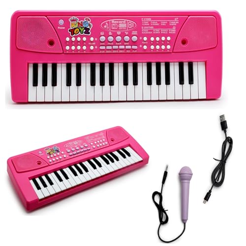 KING TOYZ Kids Piano Keyboard with Mic | 37 Keys, 8 Rhythms, 8 Tones & 6 Demo Songs | Electronic Musical Toy for Boys & Girls Age 2-5 | Educational & 