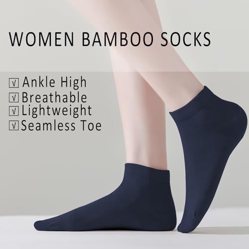 Image of EPEIUS Women's Bamboo Ankle Socks - Seamless Toe, Low Cut, No Show, Lightweight 3 /6 Pack