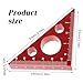 Aluminum Alloy Right Angle Ruler 45/90 Degree Layout Thickened Triangle Ruler Imperial and Metric Scales Isosceles Square Measuring Tool for Woodworking Red