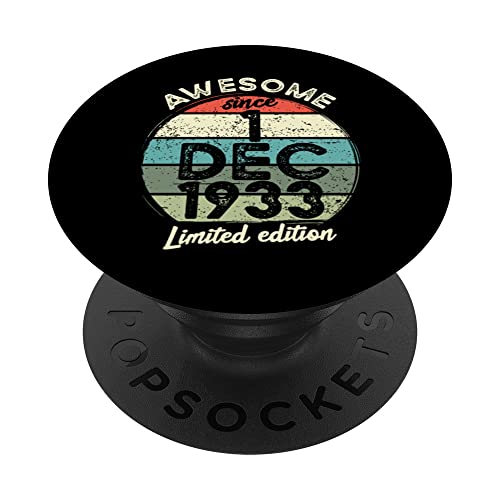 Camiseta de cumpleaños de 90 años, 1 de diciembre de 1933, 90 cumpleaños PopSockets PopGrip Intercambiable