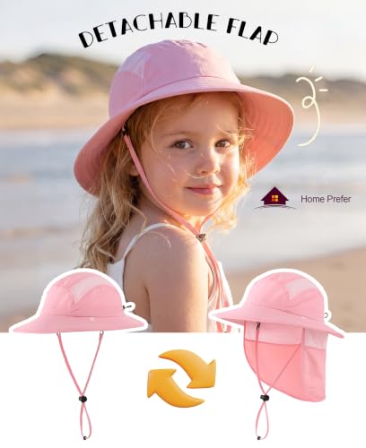 Image of Home Prefer UPF 50+ Boys Sun Hat with Neck Flap Wide Brim Summer Beach Bucket Hat for Boys Girls Toddler Kids Safari Hat