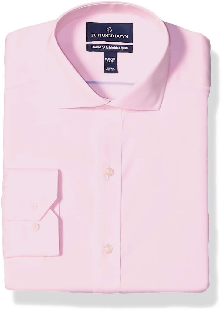 Buttoned Down Men's Tailored Fit Solid NonIron Dress Shirt No Pocket Cutaway Collar