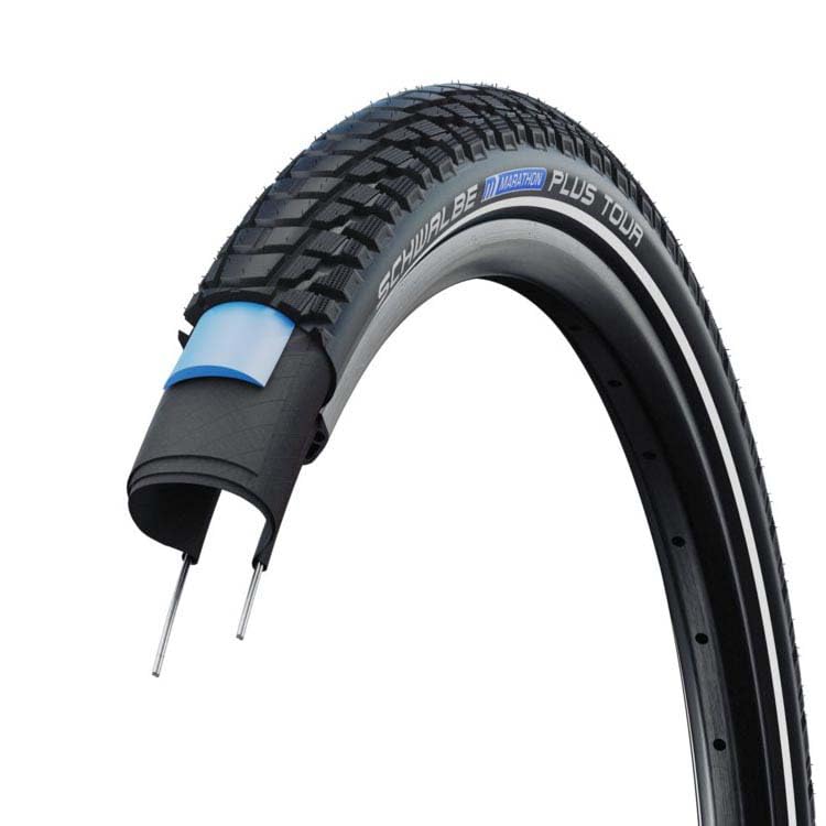 Schwalbe Marathon Plus Tour Performance Line Metal Bicycle Tyre - Black/Reflective 27.5 x 2.15