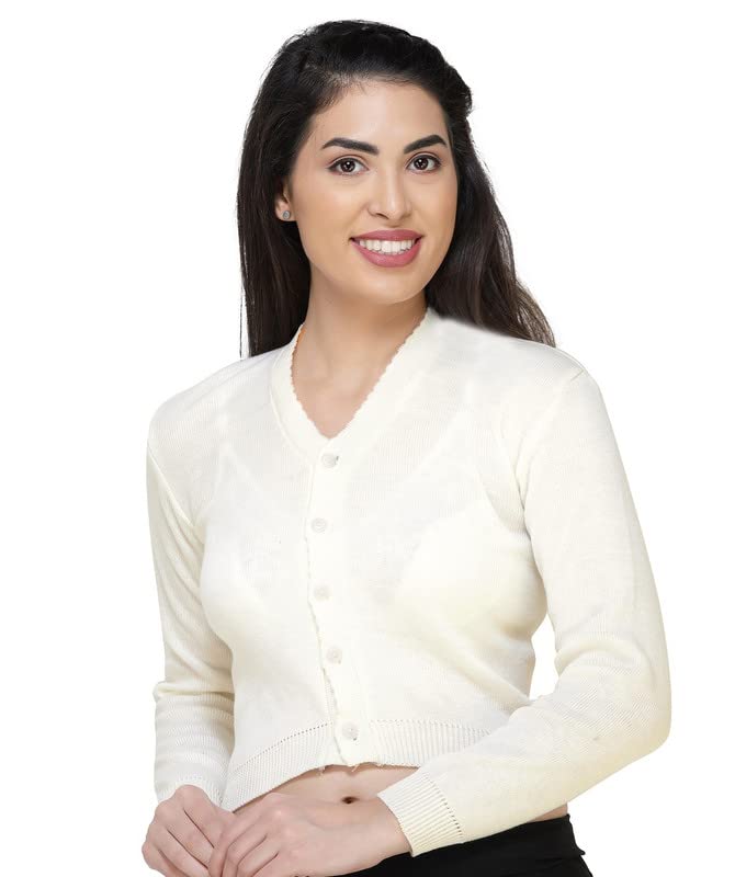 Image of Women Winter Wear V-Neck Full Sleeves Regular Fit Woollen Blouse