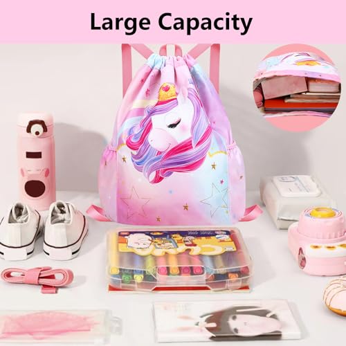 Drawstring Backpack for Kids - Girls Dance Bag,Sport Gym Beach Swim Travel Daypack3