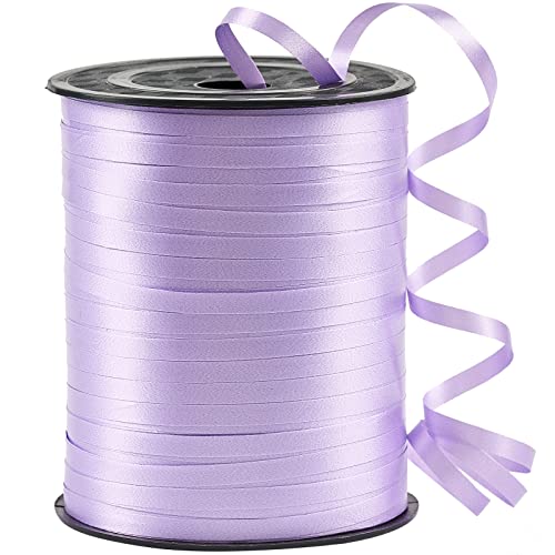 Image of PartyWoo Light Purple Curling Ribbon, 500 Yard for Crafts, Balloons, Gift Wrapping, Hair, Florist Flower - Pastel Colored String (1 Roll)