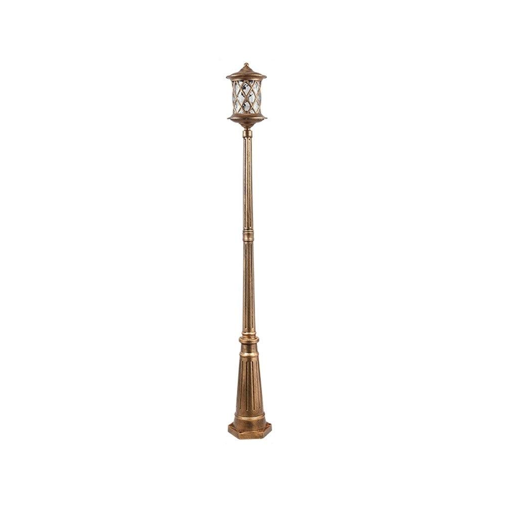 QUSYZD Lamp Post Lights Outdoor, Lamp Post Lights, Creative European Outdoor Lighting Street Lights E27 Glass Lampshade Bright Landscape Lamp Ip54 Professional Waterproof Garde,Brass-Height 210cm