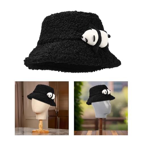 Cartoon Fisherman Hat Panda Head Wrap Furry Panda Soft Thicken for Women Outdoor Wear Winter Sports Cycling Skiing2