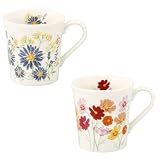 山加商店 × HIBIYA-KADAN 「 花言葉 クジャクソウ 秋桜」 ペア マグカップ 食器セット 300ml 径約9×9cm 日比谷花壇 FLORIOGRAPHY 母の日 プレゼント 誕生日プレゼント 女性 雑貨 食器 日本製 白 HBK13/14-13