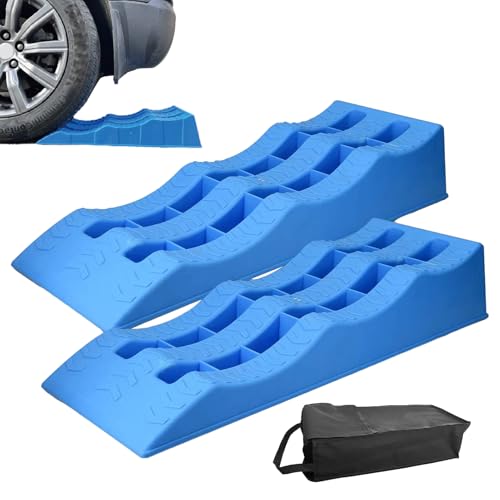 Wheel Chock - 24x8.2x4.7in PP Block Form Structure, Three Step Elevation Ramp Concept, Stable Grip Layout Piece, Non Slip Element, Leveling Stability Aid, Tough Terrain Balance Support