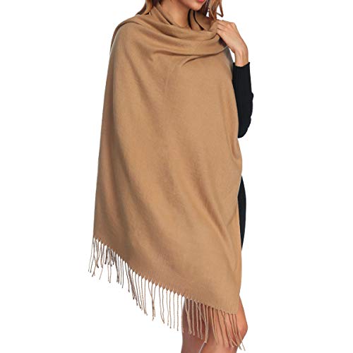 Womens Thick Soft Wool Pashmina Shawl Wrap Scarf - OHAYOMI Warm Solid Color Stole