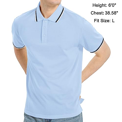 V Valanch Golf Shirts For Men Short-Sleeve Polo Shirts Performance Athletic Casual Collared T-Shirt Blue Shirts,Xl #TOP1