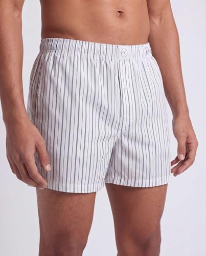 Image of Real Essentials 3 Pack: Men's Woven Cotton Poplin Lounge Shorts Sleep Casual Comfy Loose Fit Elastic Waist PJ Bottoms Pockets