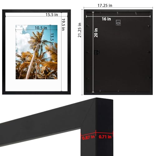 Image of Frametory, 16x20 Black Picture Frame - Display Pictures 11x14 Photo with Mat - High Definition Real Glass- Wide Molding (16x20, Black)