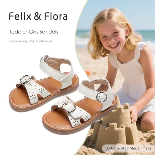 Image of Felix & Flora Toddler Girl Sandals - Flower Girl Dress Shoes Open Toe Little Kid Flats