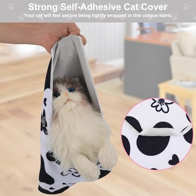 Cat Grooming Wrap, 21.6x21.6in Large Cat Swaddle Towel Restraint Wrap for Nail Clipping Self-Adherent Anti-Escape Calming Burrito Blanket Pet Grooming Supplies-TJphhy7b