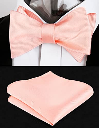 Image of Alizeal Mens 2pcs Solid Self-tied Bow Tie Set | Alizeal Mens 2pcs Self-tied Solid /Animal Bow Tie and Pocket Square Set Perfect for Wedding Business Formal Events