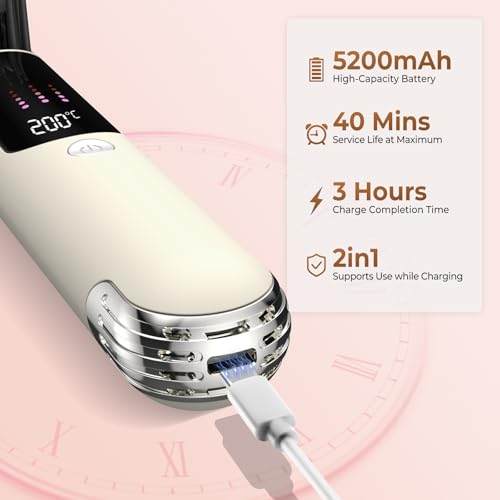 Image of UKLISS Cordless Hair Straightener Brush USB-C Rechargeable Portable Travel Hair Straightening Comb with Ionic Ceramic Technology Anti-Frizz Heated Brush 4 Temperature Settings for Smooth Hair Styling