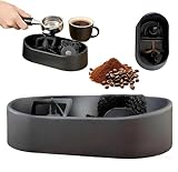 Elektrischer Kaffeesiebträger Reinigungsset - Automatischer Klopfbox-Reiniger mit Bürstenstation und Bodenfänger für Espressomaschinen