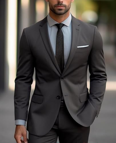 Men Slim Fit 2 Piece Suit Classic Suit for Men Two Button Notch Lapel Dress Suit Jacket Pants Tuxedo for Prom2