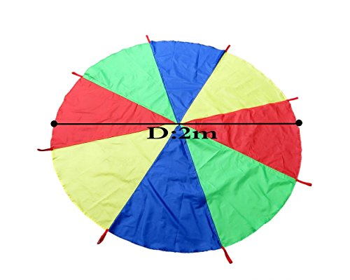ds. distinctive style DSstyles 2m Juego de paracaídas con 8 Mangos para Infantil Niños Actividades al Aire Libre