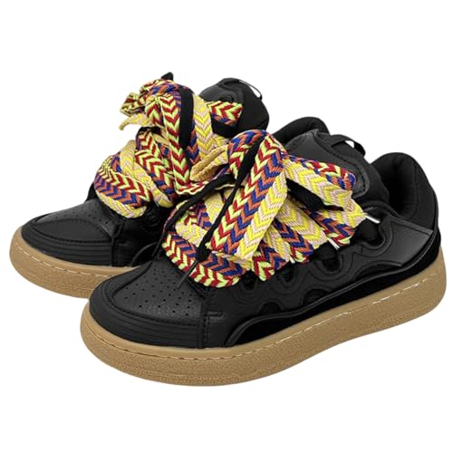 Women Chunky Sneakers, Cloud Cushion Sport Shoes Multi-Color Lace Girls Comfy Walking Footwear Anti-Slip German Trainer