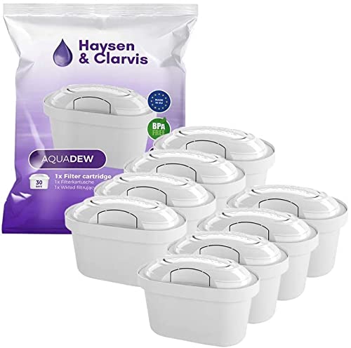 Haysen & Clarvis Cartouche Filtrante pour Carafe - Compatible avec Brita Maxtra, AmazonBasics (Lot de 8)