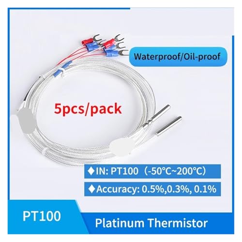 Sensor Pt100 impermeable con termistor de platino y junta frontal de 0.5m 2