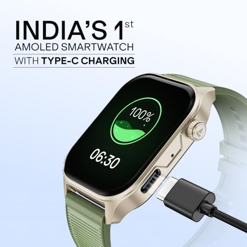 Image of boAt Ultima Vogue 2, India's First AMOLED Type-C Smartwatch, 1.96 inch Display, 1000 nits Brightness, Metal Body w /Premium Straps, 10-Days Battery Life, Smartwatch for Men & Women (Jade Green)