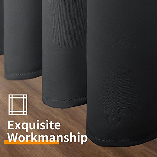 Youngstex Black Blackout Curtains For Bedroom 63 Inches Long - Room Darkening Black Out Curtains Grommet Thermal Window Drapes For Boy Room, 2 Panels, 42 X 63 Inch #TOP6