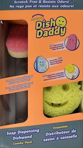 Scrub Daddy Dish Daddy Soap Dispensing Dish Wand Sponge, Combo Pa...